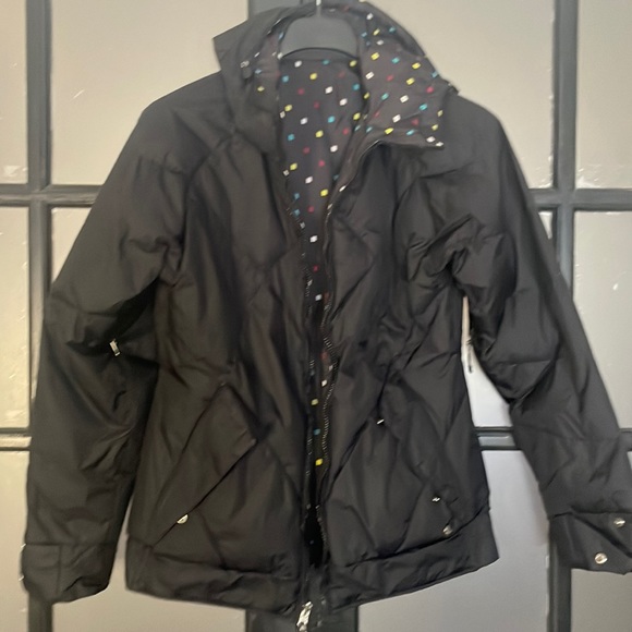 Burton Jackets & Blazers - Women’s Burton reversible ski snowboarding jacket, bomber, black down pattern L